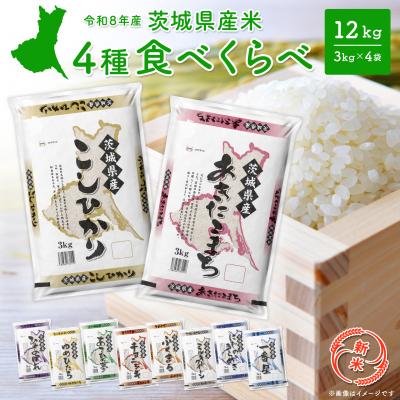 ふるさと納税 境町 新米 米 白米 令和8年10月内発送 4種食べ比べ 12kg 令和8年産 茨城県産 人気