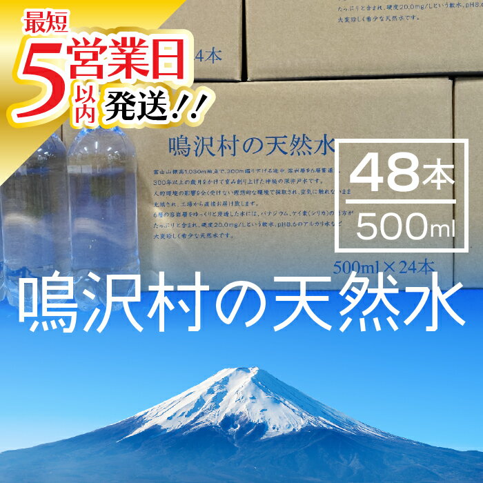 【ふるさと納税】★最短5営業日以内発送★鳴沢村の天然水500mL×48本(鳴沢村産天然水) ふるさと納税 水 ミネラルウォーター ペットボトル 天然水 アウトドア キャンプ 備蓄 防災 常温 ランキング 山梨県 鳴沢村 送料無料 NSC003