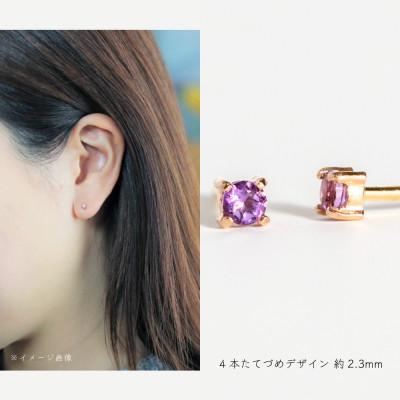 ふるさと納税 大津市 【2月誕生石アメジストピアス】K10イエローゴールド 美しい天然石のスキンジュエリー 両耳セット |  | 01
