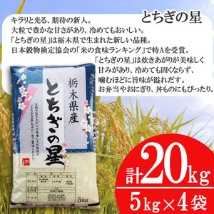 【栃木県共通返礼品】【先行予約】とちぎの星 20kg（5kg×4袋） | 米 こめ コメ kome 白米 精米 お米 とちぎのほし トチギノホシ ﾄﾁｷﾞﾉﾎｼ 粘り 弾力 冷めても美味しい 丼もの 