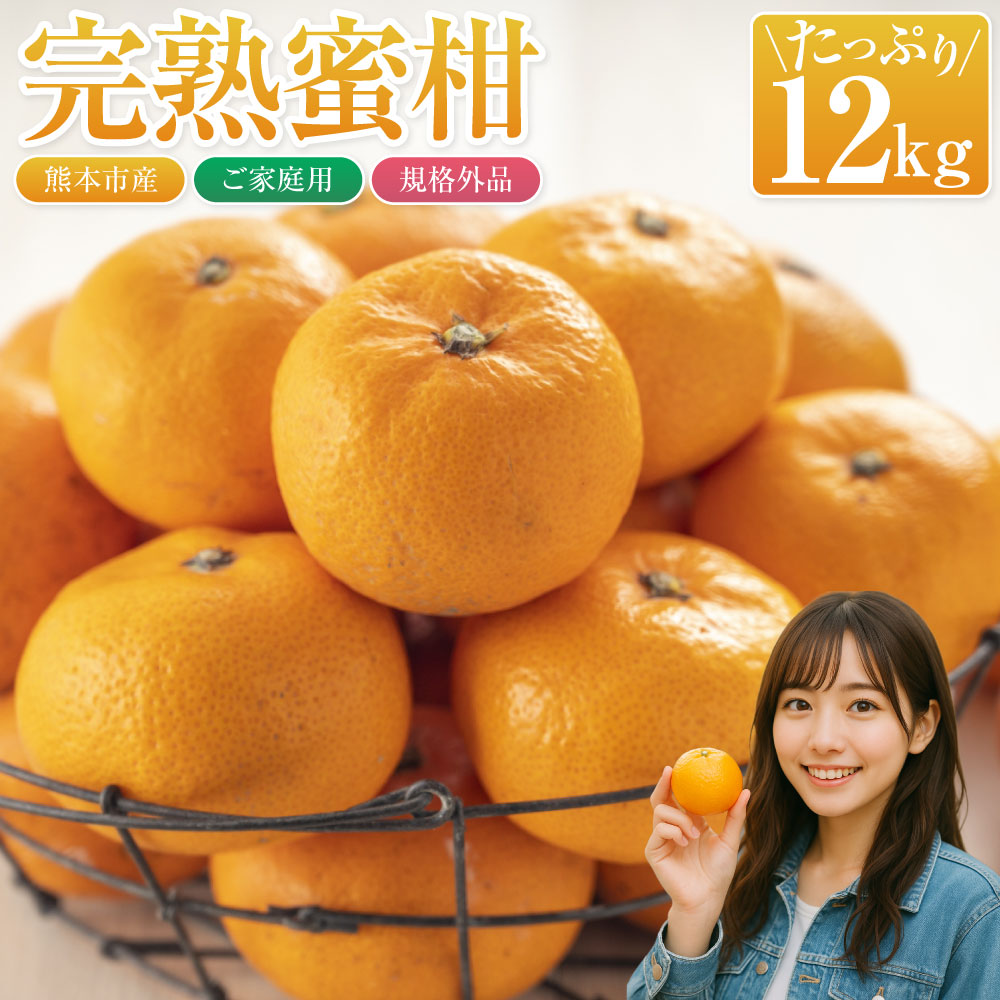 【ふるさと納税】 【規格外品】 熊本市産 完熟蜜柑 ご家庭用 12kg みかん 蜜柑 ミカン 柑橘 フルーツ 果物 くだもの 果実 訳あり 熊本市 熊本県 送料無料 【2026年9月上旬～2027年2月上旬迄発送予定】