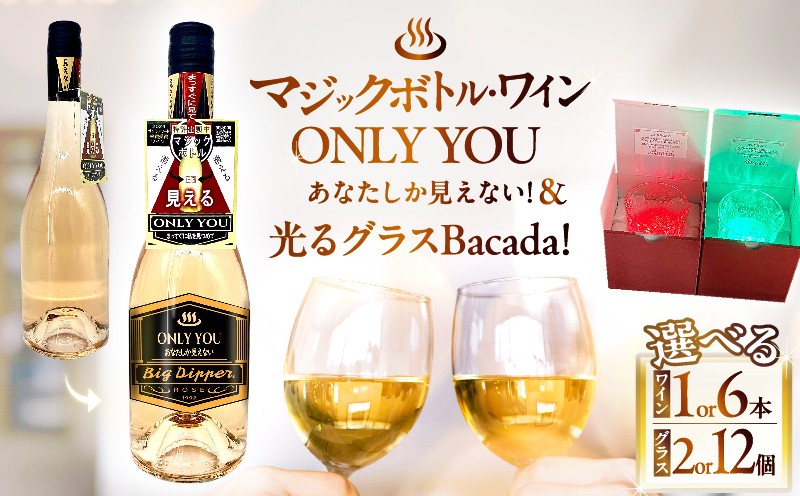 
            ≪選べる返礼品≫マジックボトル・ワイン ONLY YOU＆光るグラスBacada!セット
          