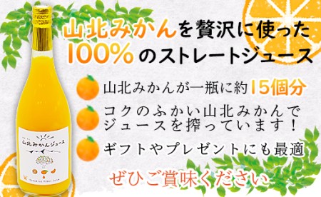 山北みかんジュース720ml6本【ストレートジュース みかんジュース 温習みかんジュース ジュース ジュース】 yk-0075