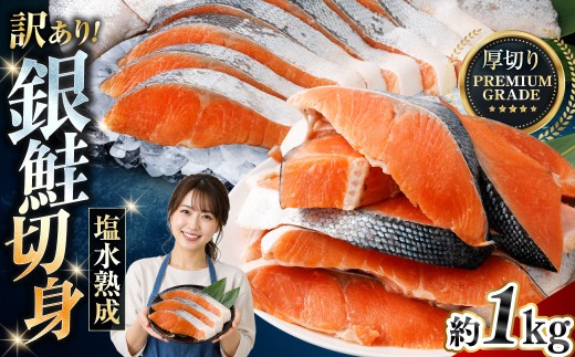 【 訳あり 】 プレミアムグレード 塩水熟成 厚切り 銀鮭切身 約1kg 【2026年12月発送】 銀鮭 鮭 サケ さけ シャケ 魚介 魚介類 魚 魚類 海鮮 おかず 晩酌 小分け 冷凍