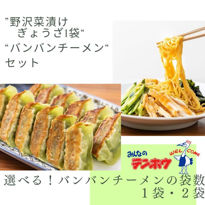 【ふるさと納税】[野沢菜漬けぎょうざバンバンチーメンセット]野沢菜漬けぎょうざ1袋・バンバンチーメン[1袋セット/2袋セット]／テンホウ ぎょうざ ギョウザ 餃子 バンバンチーメン ラーメン ラーメンセット 冷凍 冷凍餃子 冷凍ラーメン 信州 長野県 諏訪市 諏訪 【21-4849】