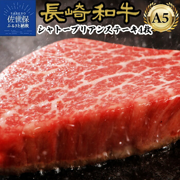 【ふるさと納税】 長崎和牛 A5 等級 シャトーブリアン ステーキ 480g(120g×4枚) 高級 贈答 お中元 お歳暮 包装対応 のし対応 ギフト ヒレ フィレ ヘレ 牛肉 赤身 国産 九州産 田中精肉店