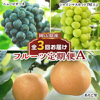 【ふるさと納税】【発送月固定定期便】A 岡山県産 シャインマスカット(晴王)・あたご梨ほか全3回【配送不可地域：離島・北海道・沖縄県】【4000246】