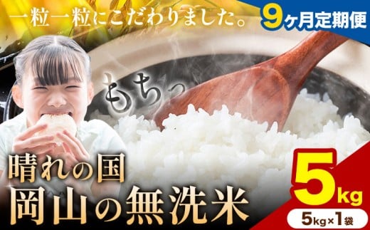 【9ヶ月定期便】晴れの国岡山の無洗米 5kg 岡山県産 無洗米 無洗 米 矢掛町《申し込み翌月から発送》米 コメ 定期便