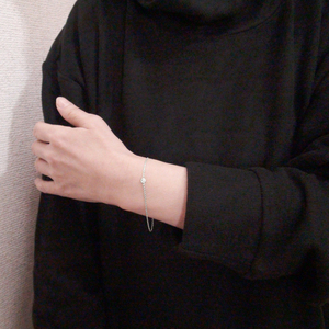 PT900「一粒石」ダイヤチェーンブレスレット【0.10ct-1】