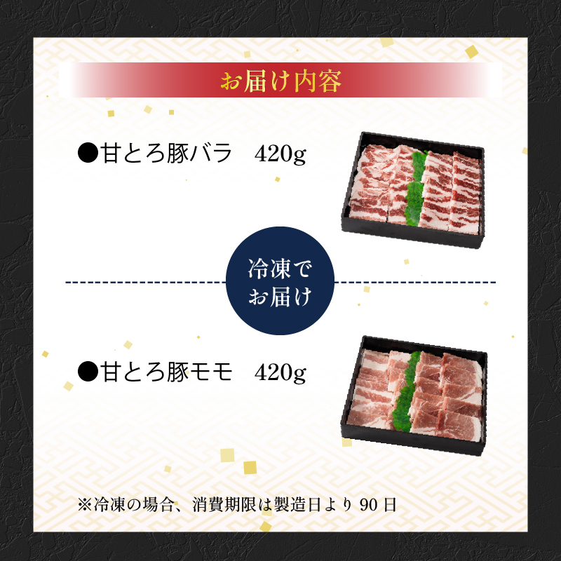 ＜肉屋プレゼンツ＞希少な甘とろ豚の焼肉食べ比べ2種セット | 肉 お肉 豚 豚肉 贈答 国産豚肉 ギフト 贈り物 豚バラ 豚もも肉 バラ肉 焼肉 焼き肉 BBQ バーベキュー お取り寄せ お取り寄せグ