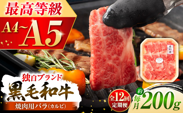 
            【全12回定期便】くまもと黒毛和牛「藤彩牛」バラ(カルビ)焼き肉用 1650 / 牛肉 黒毛和牛 バラ カルビ かるび 200g A5 A4 ランク 阿蘇 熊本県 菊陽町 焼き肉  バーベキュー BBQ 和牛 人気 部位   冷凍 ブランド ブランド和牛 おすすめ 便利 希少 普段使い 肉料理 ごはん ご飯 肉 にく niku 九州 がっつり 贅沢【株式会社フジチク】 [BHAD029]
          