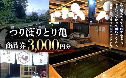 つりぼり とり亀 商品券3000円分 へら鮒 釣り場 大上へら池 カフェ お食事 千葉県 睦沢町 F21G-271