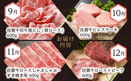 【定期便12回】厳選 佐賀牛 食べ比べ 毎月お届け 月替り 佐賀牛定期便 全12回 _i-6