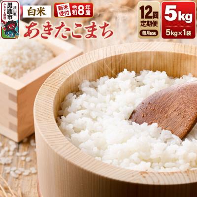 ふるさと納税 男鹿市 定期便12ヶ月 令和8年産新米受付あきたこまち(精米)5kg|23_dsf-110512