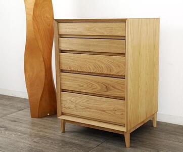 大川家具 レフライン 50cm リビングチェスト 収納タンス 天然木オーク(ナラ) 野中木工所