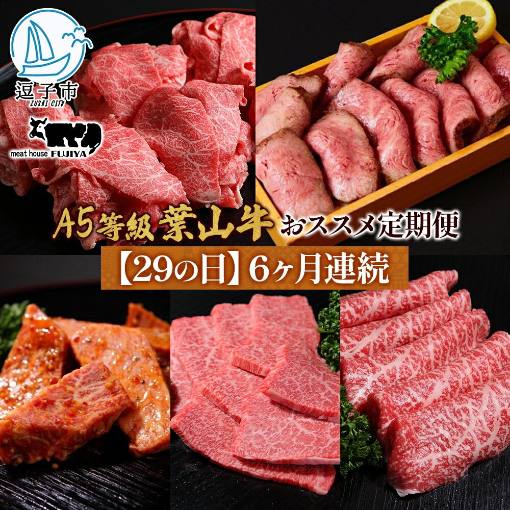 【ふるさと納税】【29の日定期便】6ヶ月連続 葉山牛 定期便 カタログ ギフト カルビ切り落し ジューシー 黒毛和牛 霜降り 赤身 肉 焼く 家族 贈り物 受賞 うし 和牛 冷凍 良質 冷凍便 送料無料 冨士屋牛肉店 神奈川県 逗子市