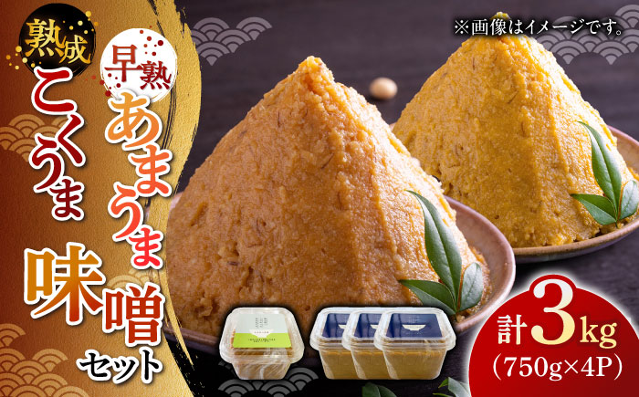 かみきい味噌　味比べセット　熟成こくうま味噌750g ×　3パック　と 早熟あまうま味噌750g × 1パック　《築上町》【上城井ふれあい協議会 味噌部会】 味噌 みそ[ABDK004]