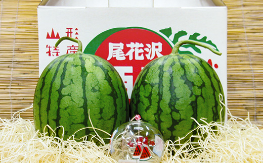 尾花沢産 小玉スイカ 約2kg×2玉 7月中旬~8月上旬頃発送 令和8年産 mm-sukxx2