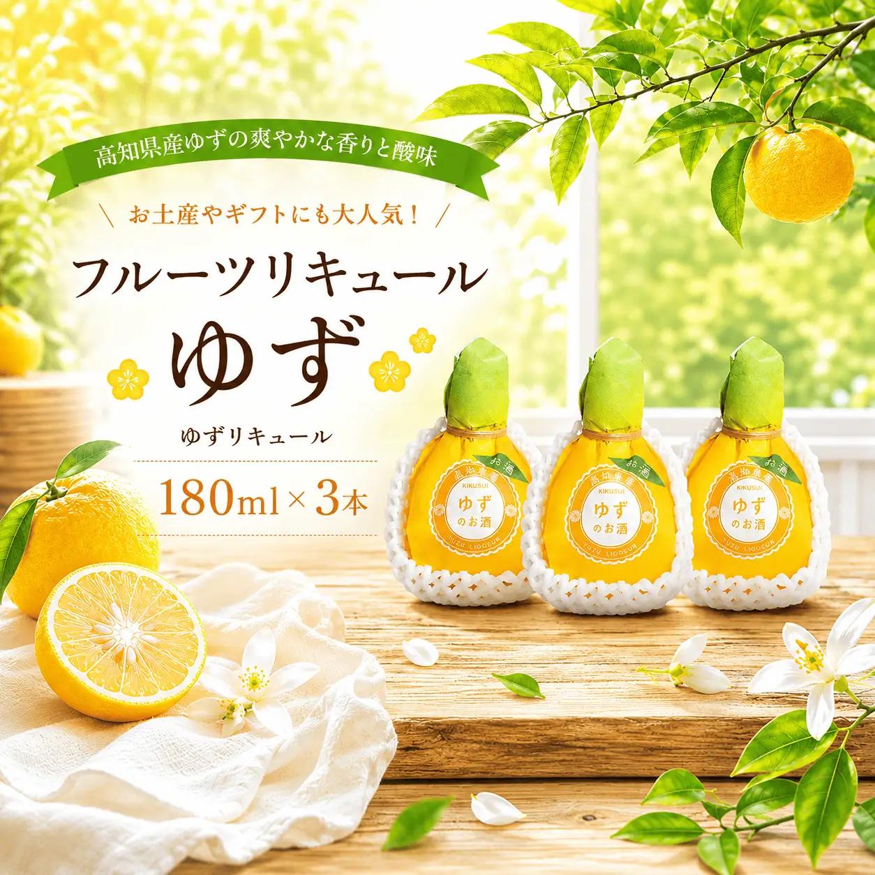 フルーツリキュール ゆず 180ml 3本 セット | お酒 高知県 安芸市