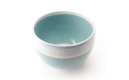 【波佐見焼】Folk Design ラウンドボウル 青釉白唐津流し 1点【玉有】[IE47]