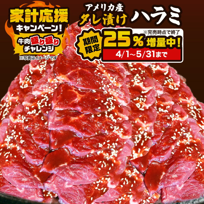【ふるさと納税】25％増量キャンペーン アメリカ産タレ漬け牛ハラミ　8～12人前 300g×4＋1パック増量 牛肉 焼肉 焼き肉 アウトドア BBQ