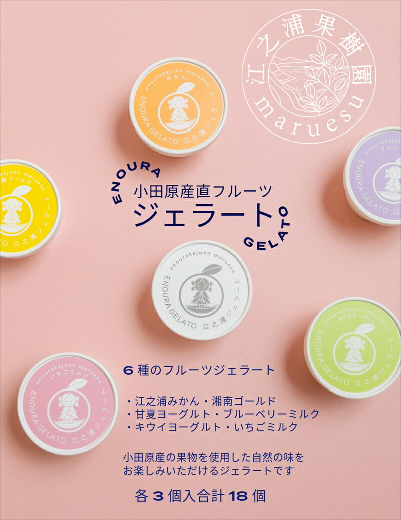 【ふるさと納税】小田原産江之浦ジェラート6種（みかん、湘南ゴールド、ブルーベリーミルク、いちごミルク、キウイヨーグルト、甘夏ヨーグルト）120mlカップ各3個合計18個【 神奈川県 小田原市 】
