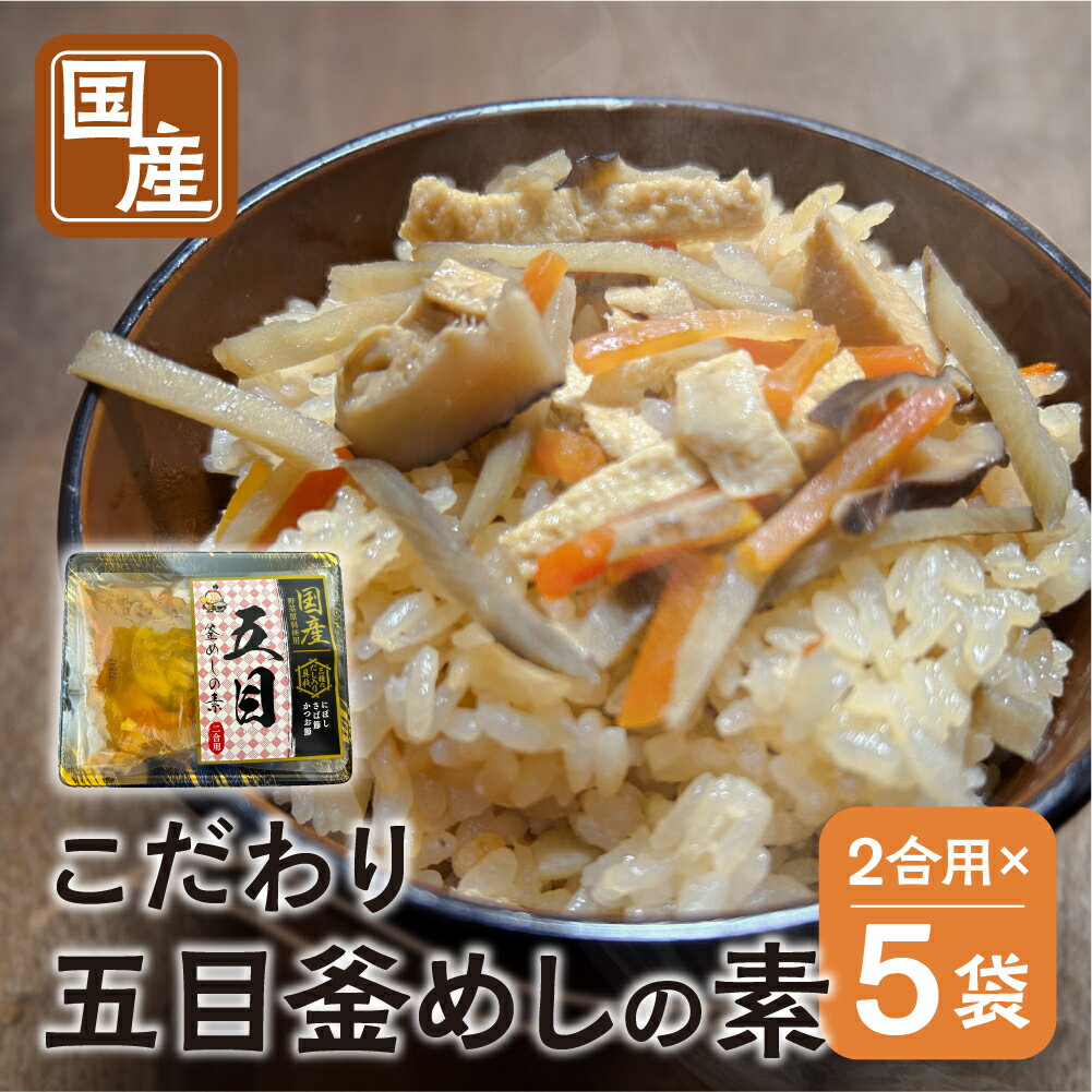 【ふるさと納税】《期間限定》 国産 五目釜めしの素 225g 2合 ×5袋 計10合 セット ご飯の素 調理 簡単 炊くだけ おうちごはん おうちグルメ お取り寄せ 炊込みご飯 お土産 手軽 グルメ 岐阜県産 本巣市 数量限定 常温 惣菜 岐阜食品 [mt1604] 7000円