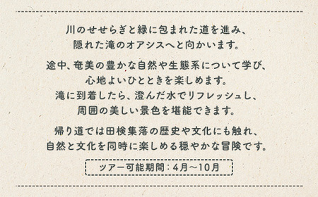 【ツアー可能期間：4月～10月】田検の隠れ滝ハイキング 体験 1名様 奄美大島 宇検村 鹿児島県 旅行 自然 冒険 完全プライベート