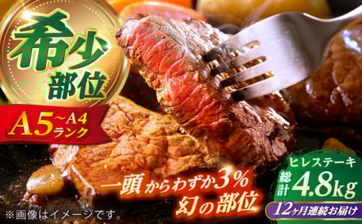 【全12回定期便】 長崎和牛 ヒレ ステーキ 200g×2 【KRAZY MEAT】 A5 A4 冷凍 和牛 肉 牛肉 BBQ [RCQ016]