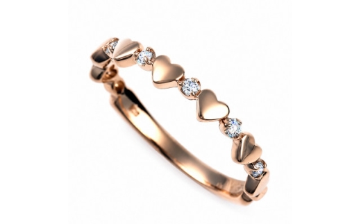 K18PG ハートダイヤリング 0.06CT R3779DI-R #10【1754905】