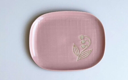 【瀬戸焼】 suzuran 中皿 2枚 (桃) 【カネ三商店】 / 食器 皿 プレート ギフト / 瀬戸市[BBDD082]