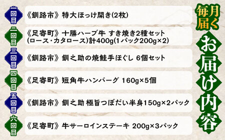6回定期便 道産ブランド牛＆人気のお魚を満喫！北海道定期便 《足寄町》[BEBL008]