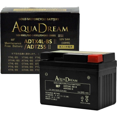 AQUADREAM GOLD バイク用バッテリー 液入充電済 ADTX4L-BSII/5SII 1個【配送不可地域：沖縄】【1641478】