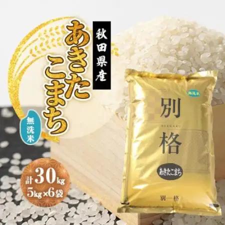 【発送月固定定期便】あきたこまち 無洗米 30kg(5kg×6袋) 10月～12月発送全3回【配送不可地域：離島・沖縄県】【4090588】