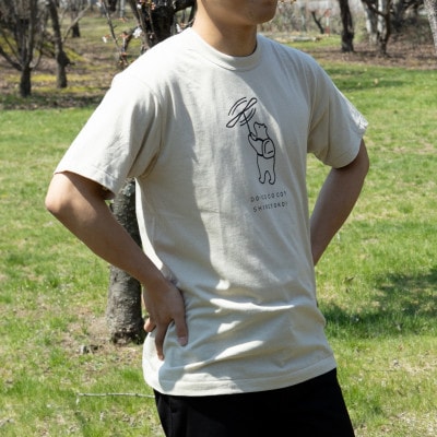 「知床トコさん」×久米繊維　コットンTシャツ　竹とんぼ柄　Mサイズ　半袖【配送不可地域：離島・沖縄県】