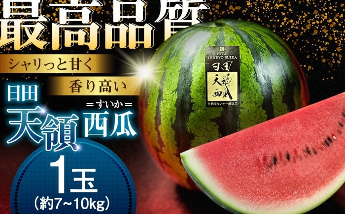 
                  【先行予約・26年6月以降発送】日田天領 西瓜 (すいか) 1玉 約7kg〜10kg 100サイズ 日田市 / 日田天領西瓜部会 西瓜 すいか スイカ 名産 夏 ブランド 日田 天領  スイカ 糖度 甘い【配送不可地域：北海道・沖縄・離島】 [ARBD001]
                