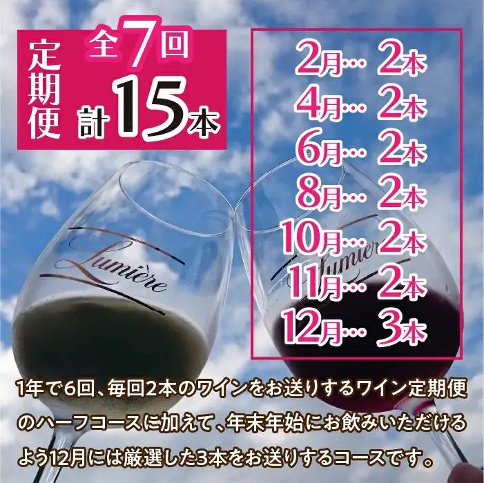 ルミエール ～ ワイン 定期便 ハーフコース プラス ～ ワイン定期便 定期便 赤ワイン 白ワイン スパークリング オランジェ デラウェア マスカットベーリーＡ 飲み比べ 甲州 甲州ワイン 国産ワイン