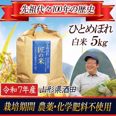 ふるさと納税 酒田市 【栽培期間中農薬不使用】ひとめぼれ 精米 5kg 大粒LLサイズ以上厳選【令和7年産】