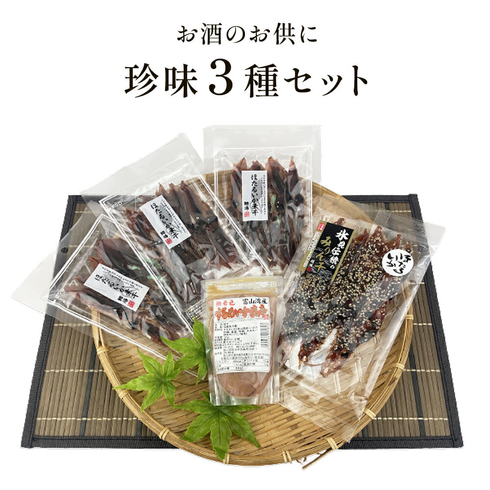 【ふるさと納税】【お酒のお供 珍味 3種セット】「ほたるいか素干し」「ほたるいか味醂」「するめいか塩辛」珍味3種セット 〈冷凍〉