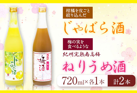 紀州完熟南高梅 ねりうめ酒 じゃばら酒 飲み比べセット 720ml×2本 厳選館 《90日以内に出荷予定(土日祝除く)》 和歌山県 日高町 酒 飲み比べ 1440ml