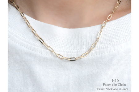 k10 ネックレス チェーン ペーパークリップ ブレイド チェーン 40cm イエローゴールドk10 デザインチェーン no.080bk100 [シエロ 山梨県 中央市 21471010] ジュエリー
