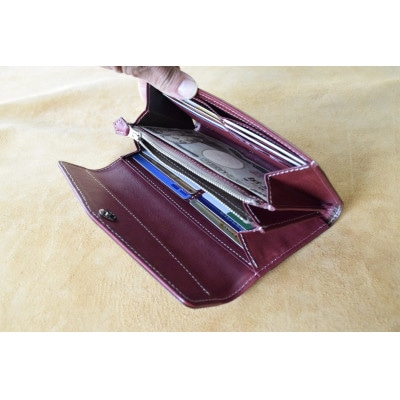 本革長財布　高級イタリアンレザー使用　チョコ【1351074】