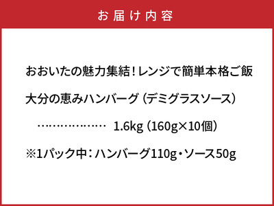 2146R_おおいたの魅力集結！大分の恵みハンバーグ 1.6kg（160g×10個）