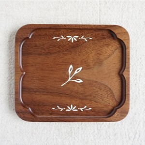 【貝象嵌】貝象嵌 花皿 ウォールナット　岩手県北上市 夢工房　D0444