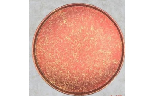 木製 丸トレイ 乱糸（マット仕上げ）赤溜［NF65］