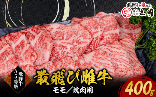 【最飛び雌牛】飛騨牛A5等級モモ焼き肉用　400g【配送不可地域：離島】【1520144】