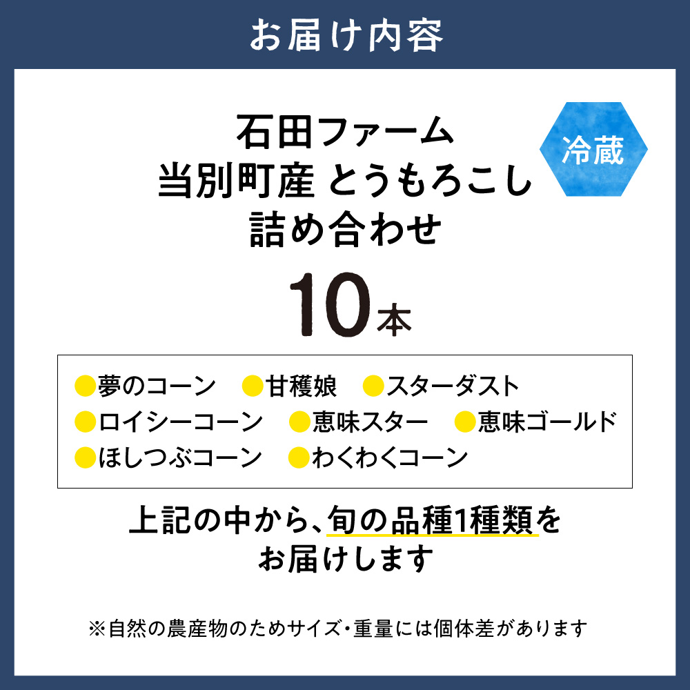 石田ファーム とうもろこし詰め合わせ10本セット（数量限定）