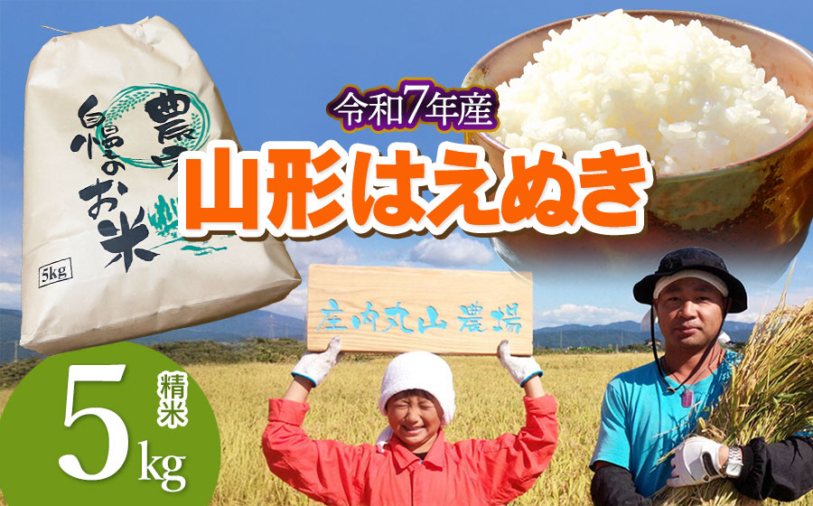 【令和7年産】はえぬき 精米 5kg　山形県鶴岡市　庄内丸山農場　| 5キロ 米どころ 庄内米 ブランド米 米 コメ こめ 精米 ご飯 ごはん 美味しい お取り寄せ 農家直送 お弁当 おにぎり 東北 