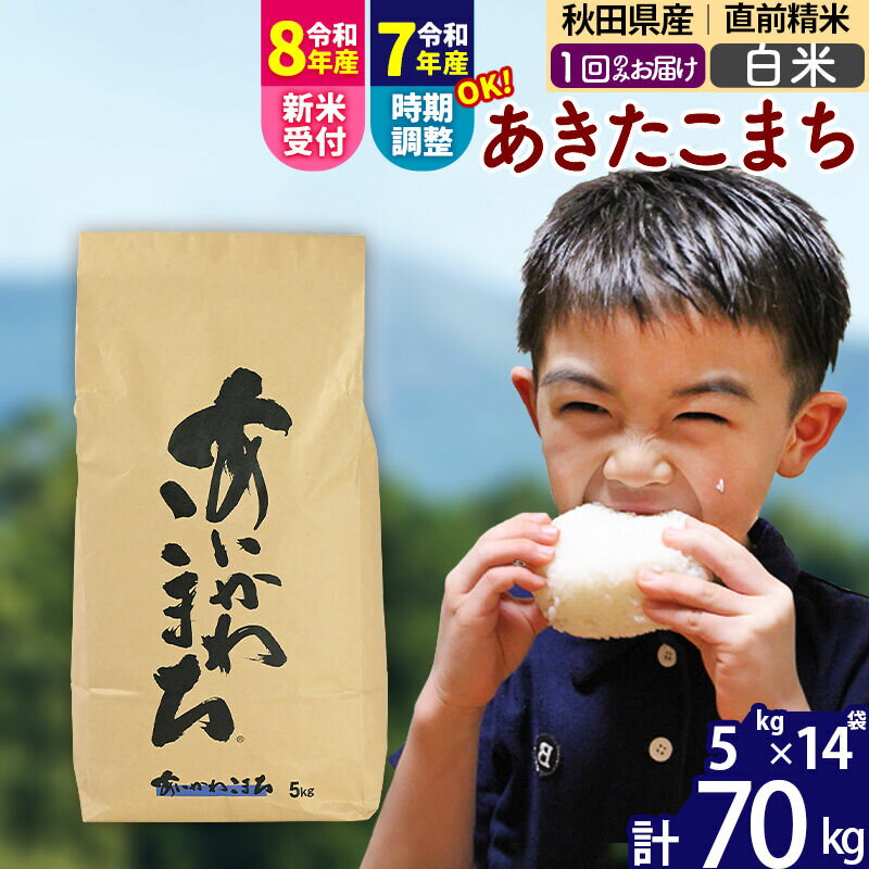 【ふるさと納税】※令和7年産／R8産新米予約※ 秋田県産 あきたこまち 70kg【白米】(5kg小分け袋) 【1回のみお届け】2025年産 2026年産 令和8年産 お届け時期選べる お米 藤岡農産 [藤岡農産 秋田 お米 あきたこまち 米どころ 東北]
