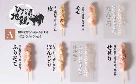 飛騨地鶏 焼き鳥10本セットA 5種(もも/皮/ふりそで/ぼんじり/せせり) 焼き鳥[DK059]
